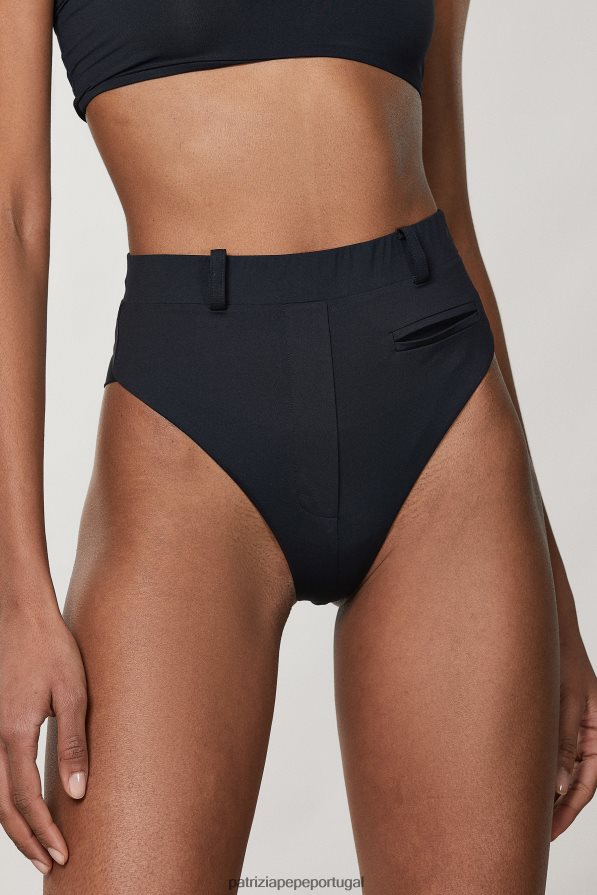 Patrizia Pepe mulheres parte de baixo do biquíni de cintura alta Nero vestuário TX086V612