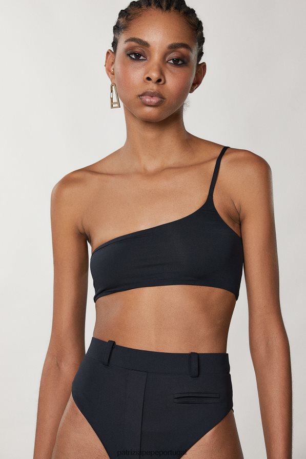 Patrizia Pepe mulheres top de biquíni de um ombro só Nero vestuário TX086V611