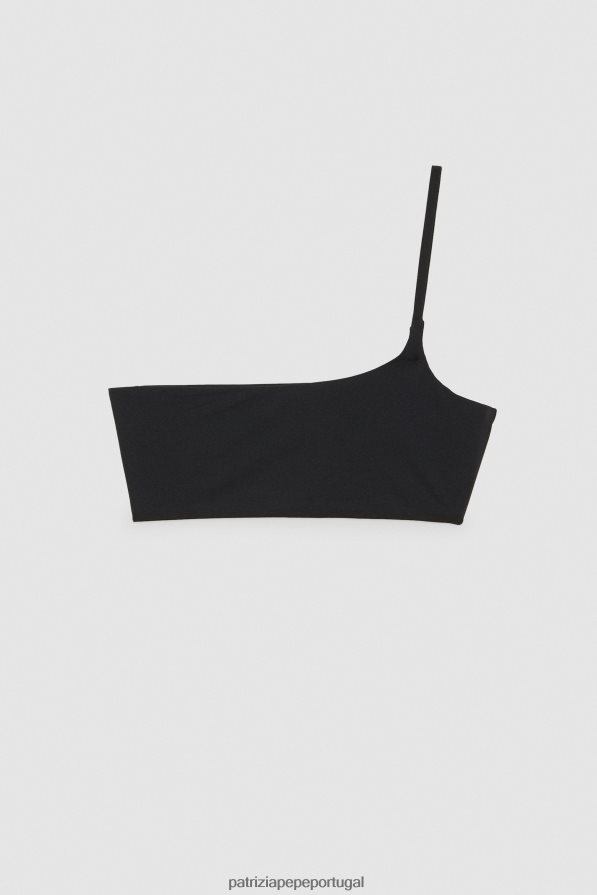 Patrizia Pepe mulheres top de biquíni de um ombro só Nero vestuário TX086V611