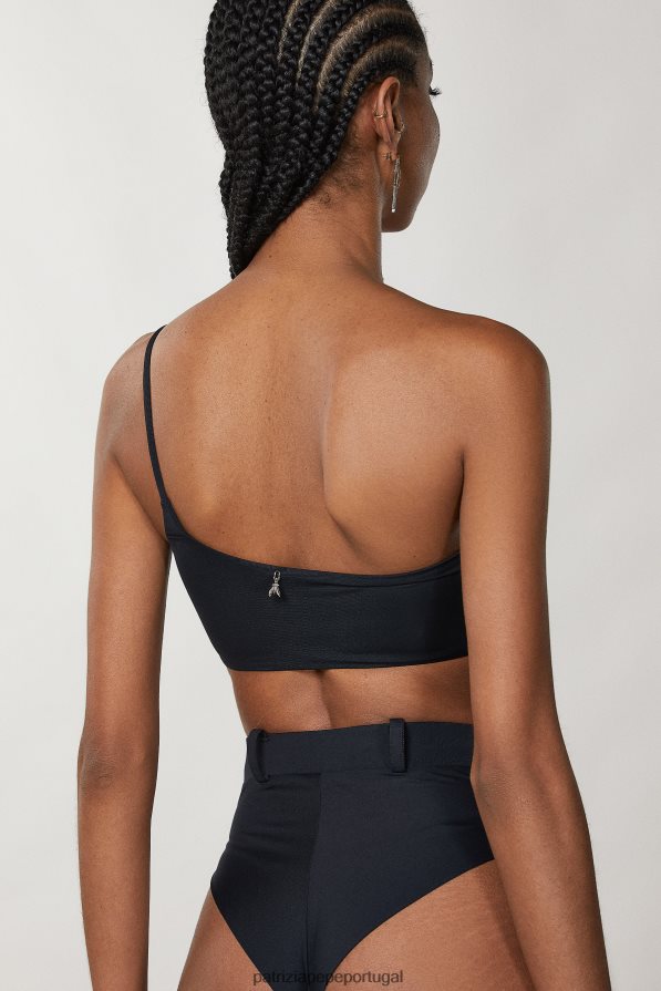 Patrizia Pepe mulheres top de biquíni de um ombro só Nero vestuário TX086V611