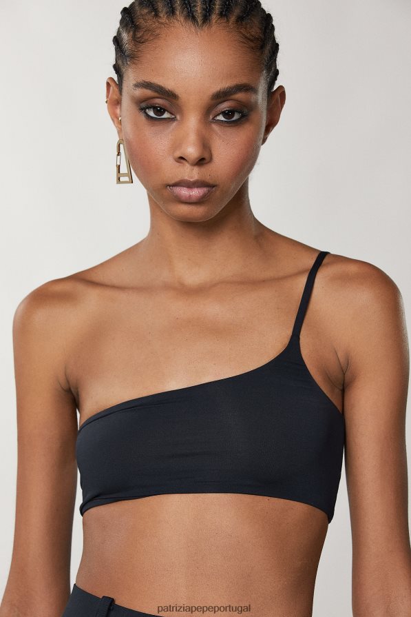 Patrizia Pepe mulheres top de biquíni de um ombro só Nero vestuário TX086V611