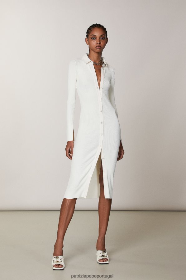 Patrizia Pepe mulheres camisa vestido cardigan gardênia branca vestuário TX086V468