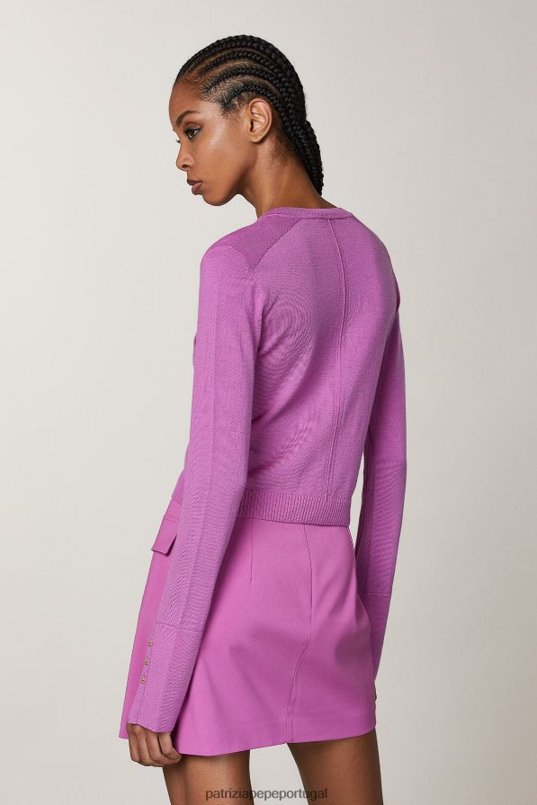Patrizia Pepe mulheres cardigã de lã orquídea roxa vestuário TX086V527