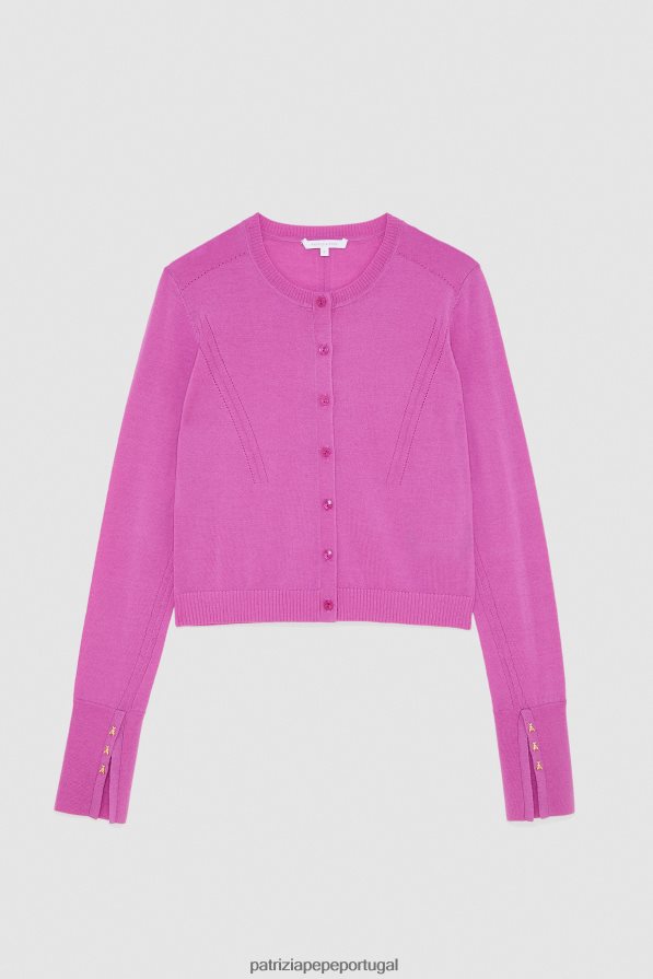 Patrizia Pepe mulheres cardigã de lã orquídea roxa vestuário TX086V527