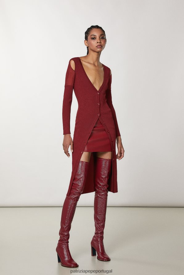 Patrizia Pepe mulheres cardigã de viscose essencial vermelho marciano vestuário TX086V97