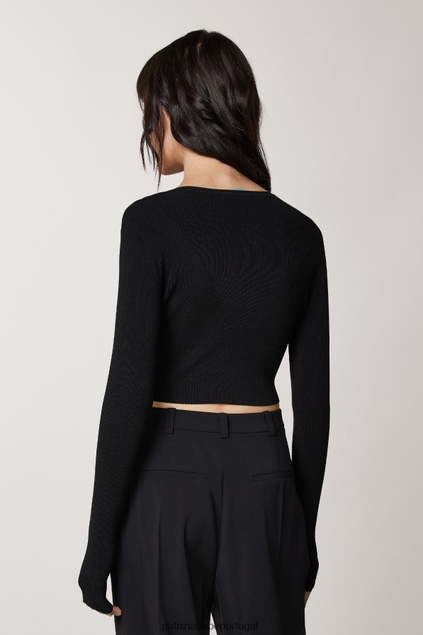 Patrizia Pepe mulheres cardigã em malha canelada Nero vestuário TX086V441