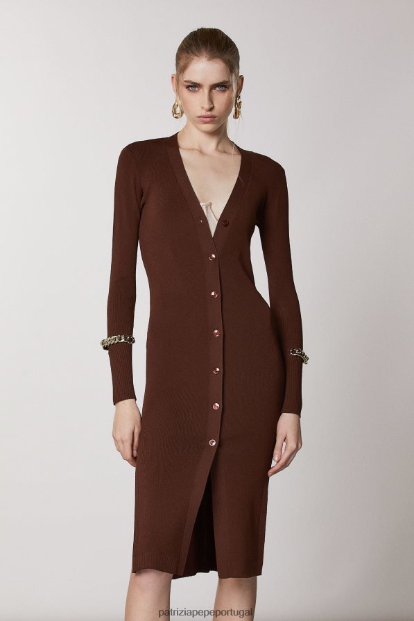 Patrizia Pepe mulheres cardigã em viscose chocolate escuro vestuário TX086V499