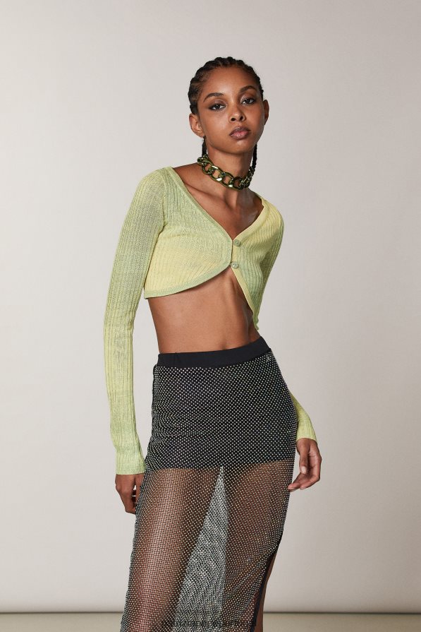 Patrizia Pepe mulheres cardigan cropped em viscose degradação de cal ensolarada vestuário TX086V413