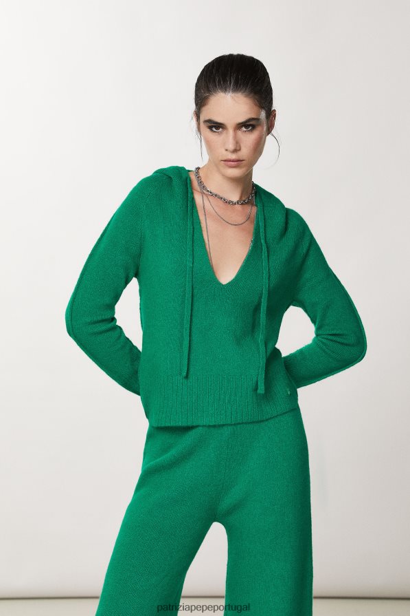 Patrizia Pepe mulheres Suéter com capuz verde vibrante vestuário TX086V702