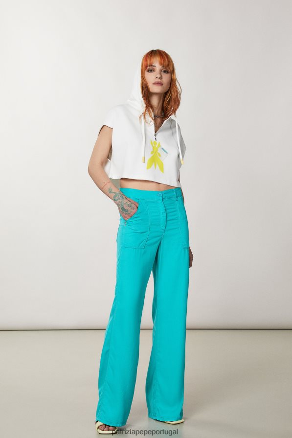 Patrizia Pepe mulheres moletom cortado sem mangas linho branco vestuário TX086V207