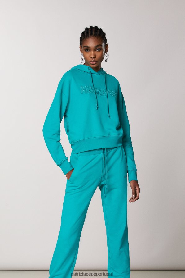 Patrizia Pepe mulheres moletom essencial ilusão verde vestuário TX086V402