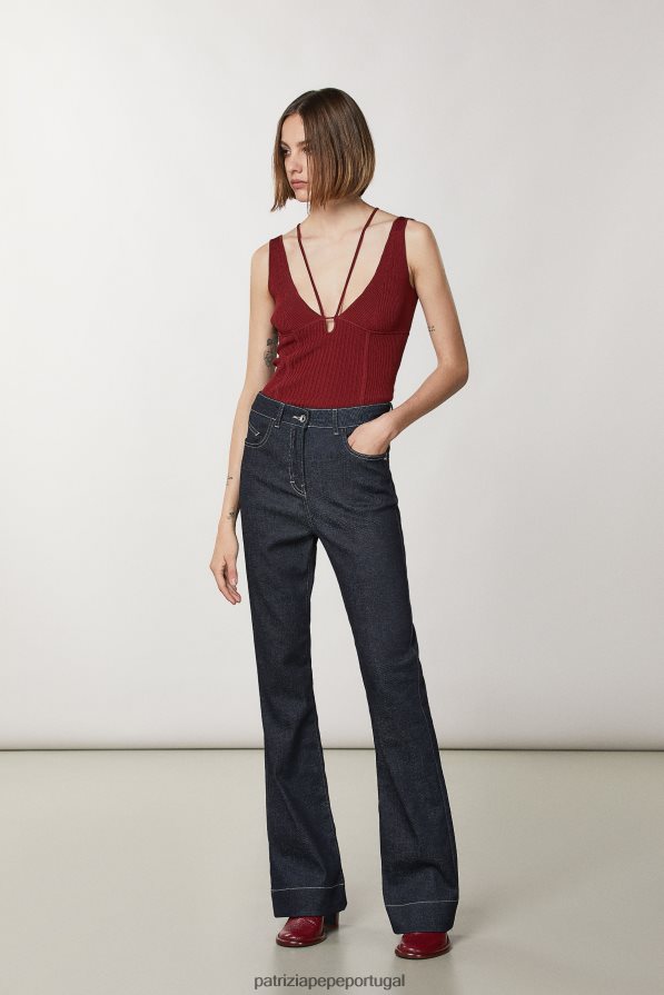 Patrizia Pepe mulheres blusa de viscose sem manga vermelho marciano vestuário TX086V96