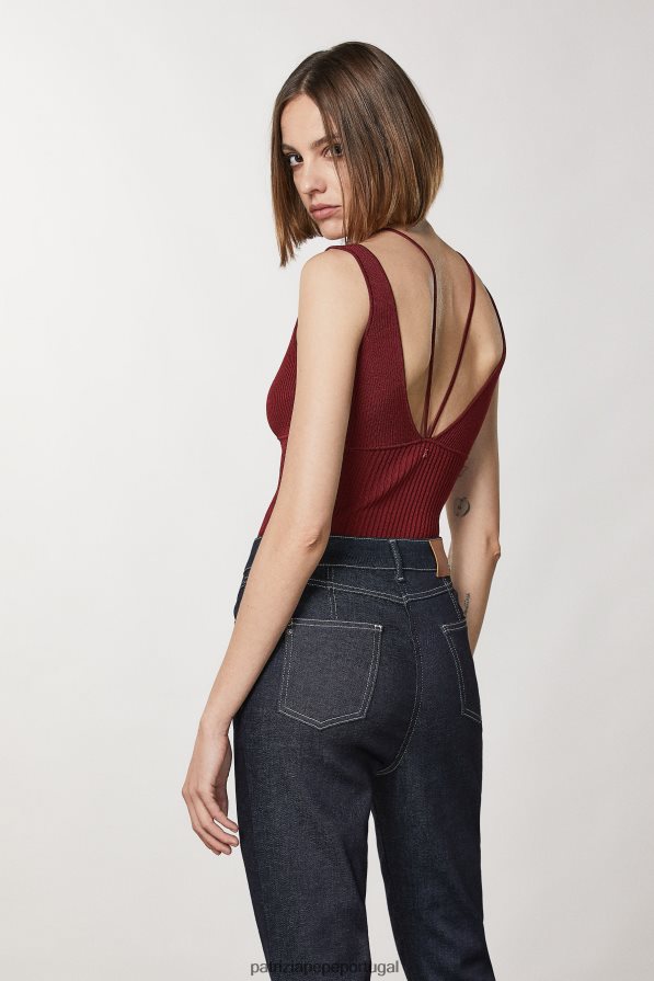 Patrizia Pepe mulheres blusa de viscose sem manga vermelho marciano vestuário TX086V96