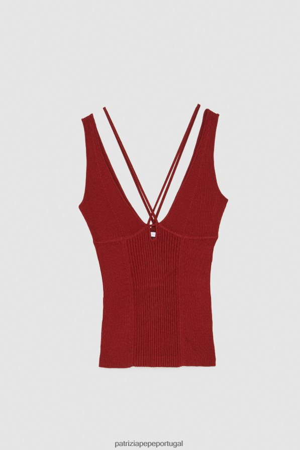 Patrizia Pepe mulheres blusa de viscose sem manga vermelho marciano vestuário TX086V96