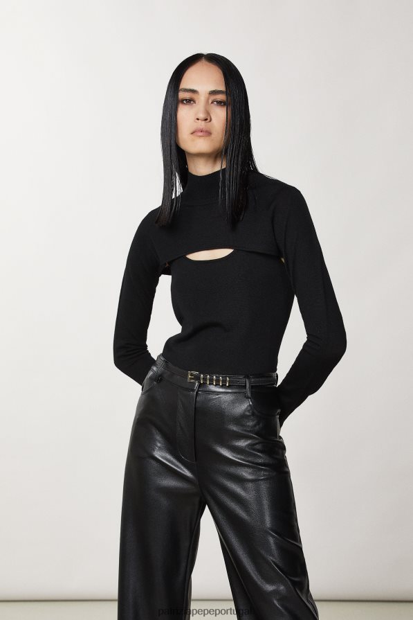 Patrizia Pepe mulheres encolher de ombros de lã Nero vestuário TX086V171