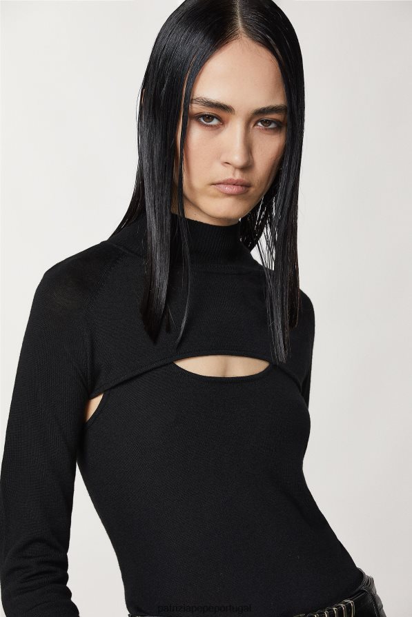 Patrizia Pepe mulheres encolher de ombros de lã Nero vestuário TX086V171