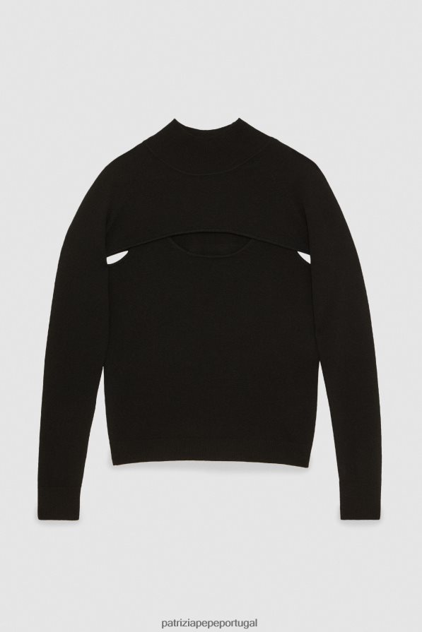 Patrizia Pepe mulheres encolher de ombros de lã Nero vestuário TX086V171