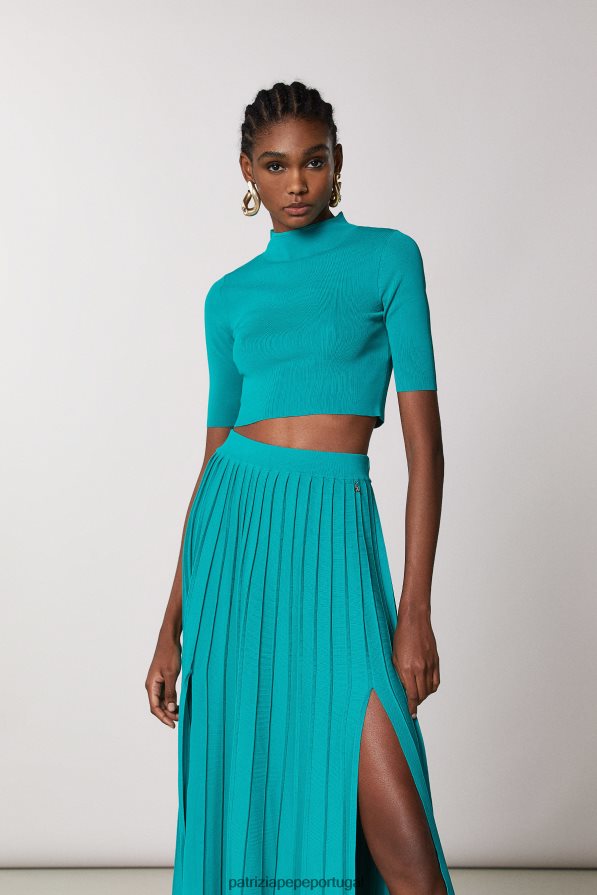 Patrizia Pepe mulheres suéter cortado ilusão verde vestuário TX086V405