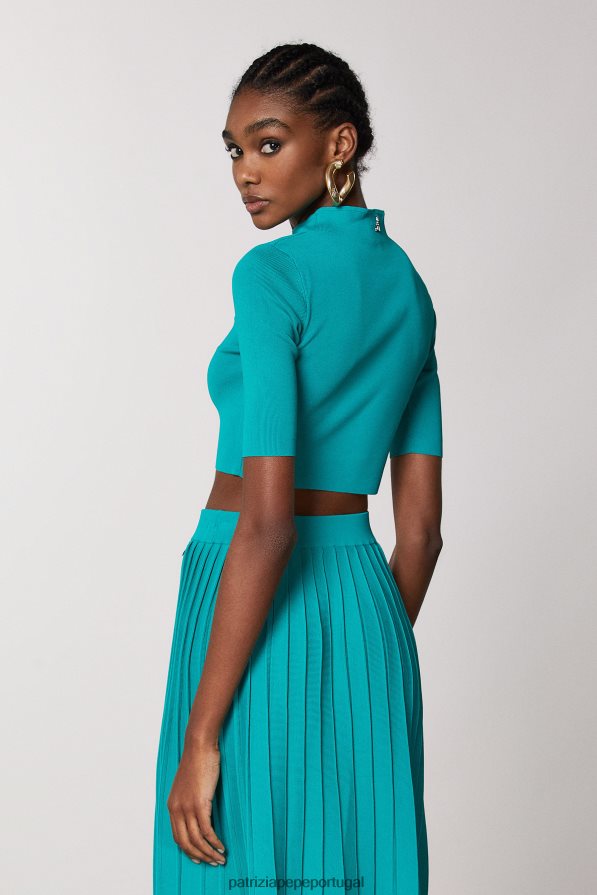 Patrizia Pepe mulheres suéter cortado ilusão verde vestuário TX086V405