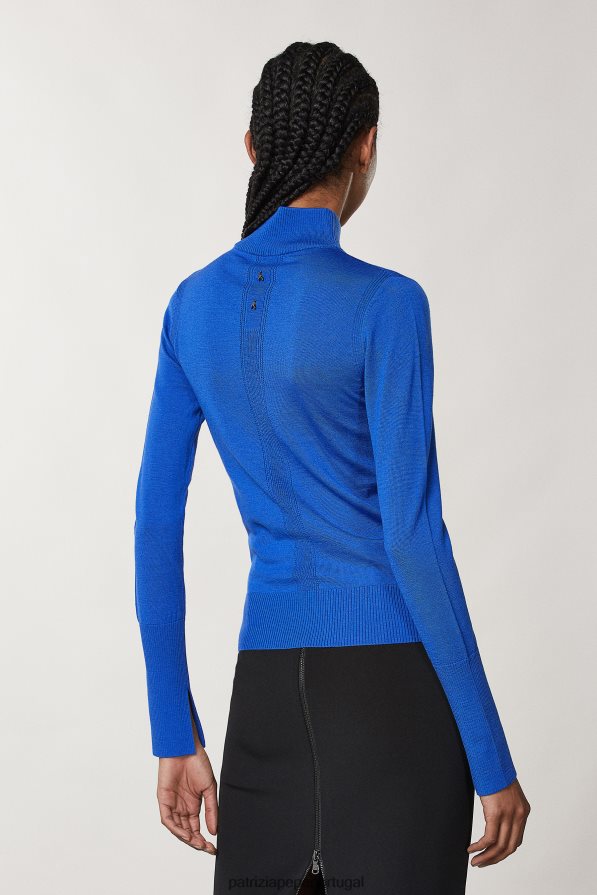 Patrizia Pepe mulheres suéter de lã com gola alta raio azul vestuário TX086V47