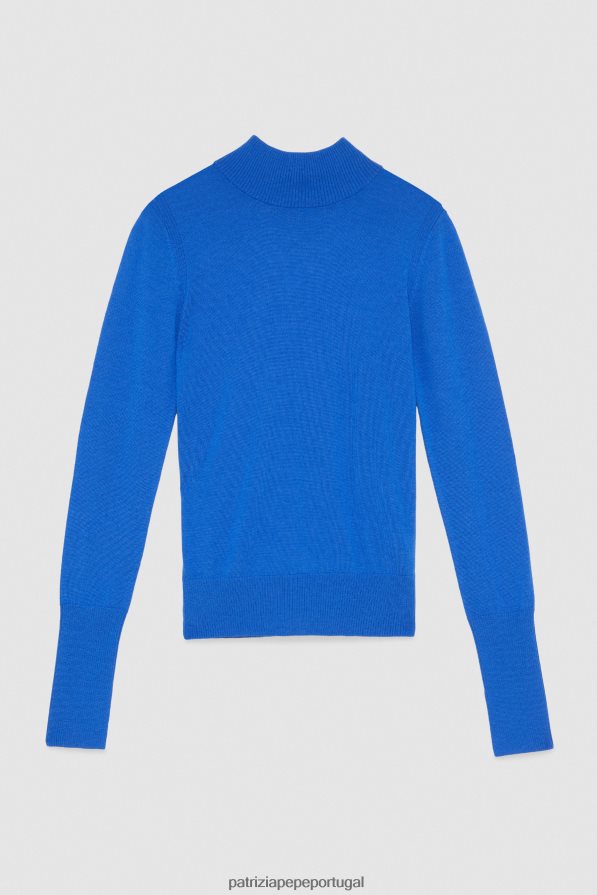 Patrizia Pepe mulheres suéter de lã com gola alta raio azul vestuário TX086V47
