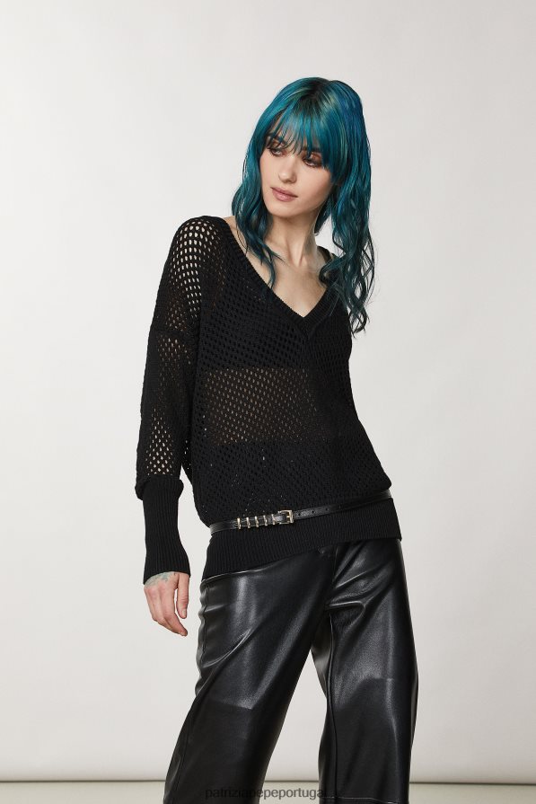 Patrizia Pepe mulheres suéter de malha de viscose Nero vestuário TX086V14