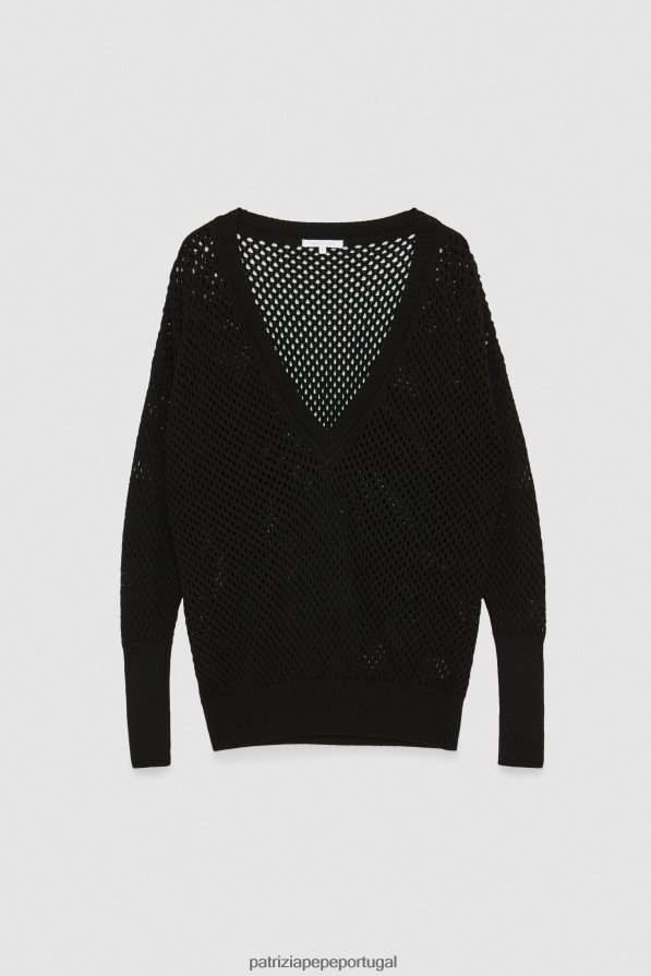 Patrizia Pepe mulheres suéter de malha de viscose Nero vestuário TX086V14