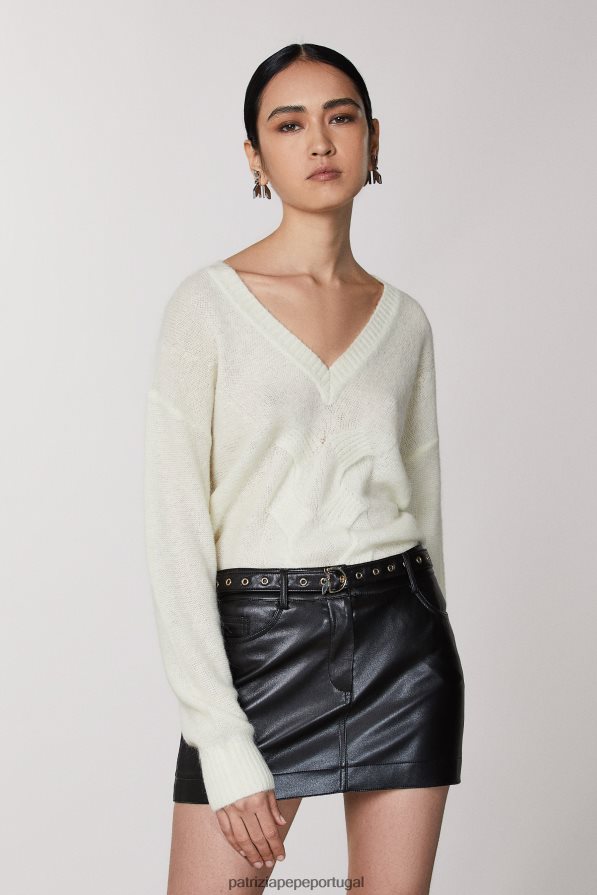 Patrizia Pepe mulheres suéter de manga comprida coco branco vestuário TX086V574