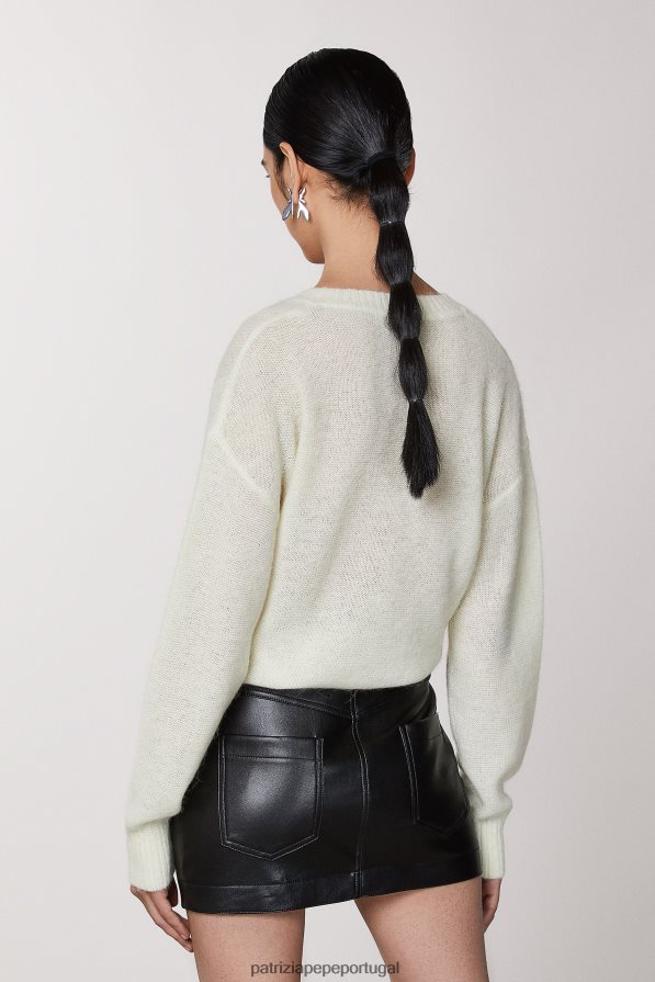 Patrizia Pepe mulheres suéter de manga comprida coco branco vestuário TX086V574