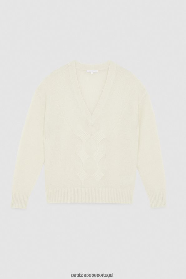 Patrizia Pepe mulheres suéter de manga comprida coco branco vestuário TX086V574