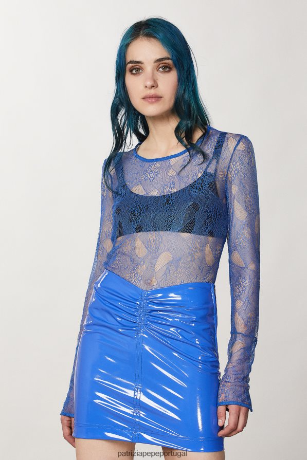 Patrizia Pepe mulheres suéter de renda raio azul vestuário TX086V5