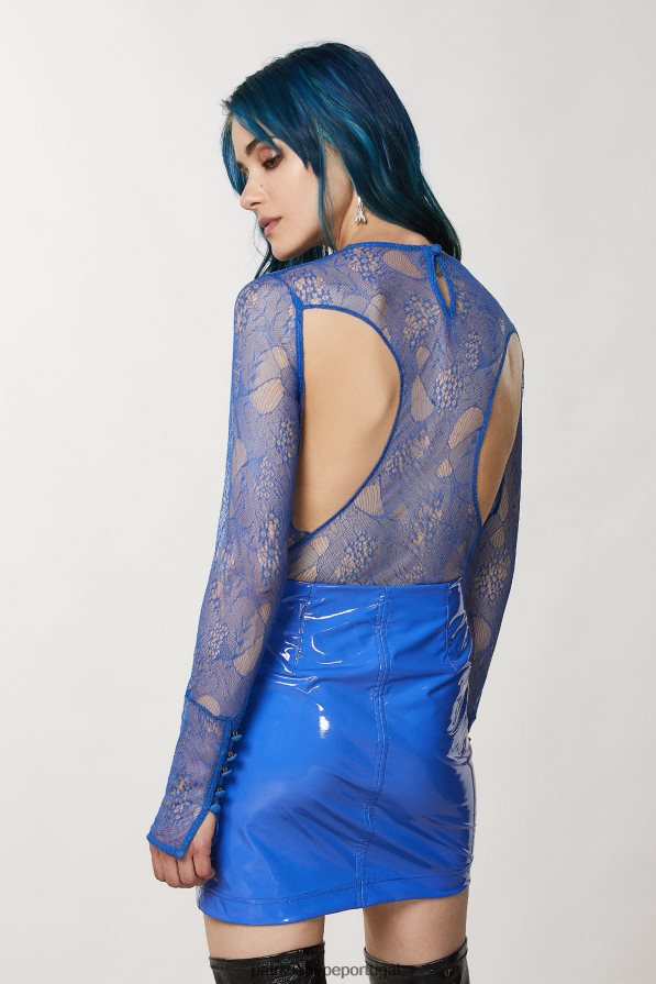 Patrizia Pepe mulheres suéter de renda raio azul vestuário TX086V5