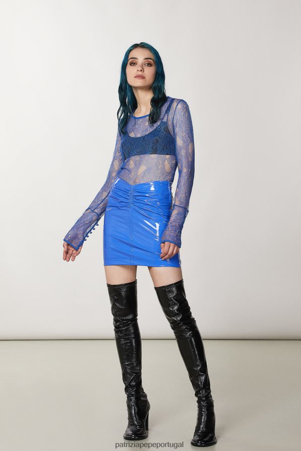 Patrizia Pepe mulheres suéter de renda raio azul vestuário TX086V5