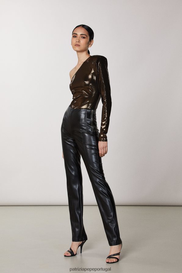 Patrizia Pepe mulheres suéter de um ombro pixel marrom vestuário TX086V498