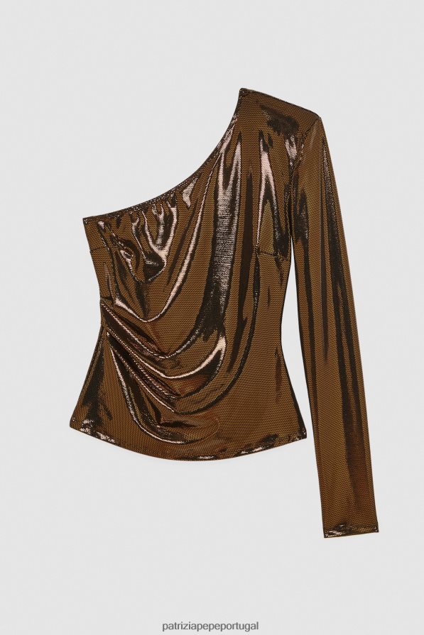 Patrizia Pepe mulheres suéter de um ombro pixel marrom vestuário TX086V498