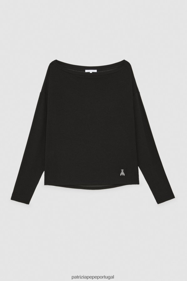 Patrizia Pepe mulheres suéter de viscose com strass Nero vestuário TX086V155