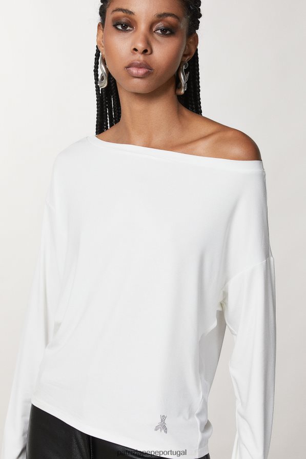 Patrizia Pepe mulheres suéter de viscose com strass branco vestuário TX086V10