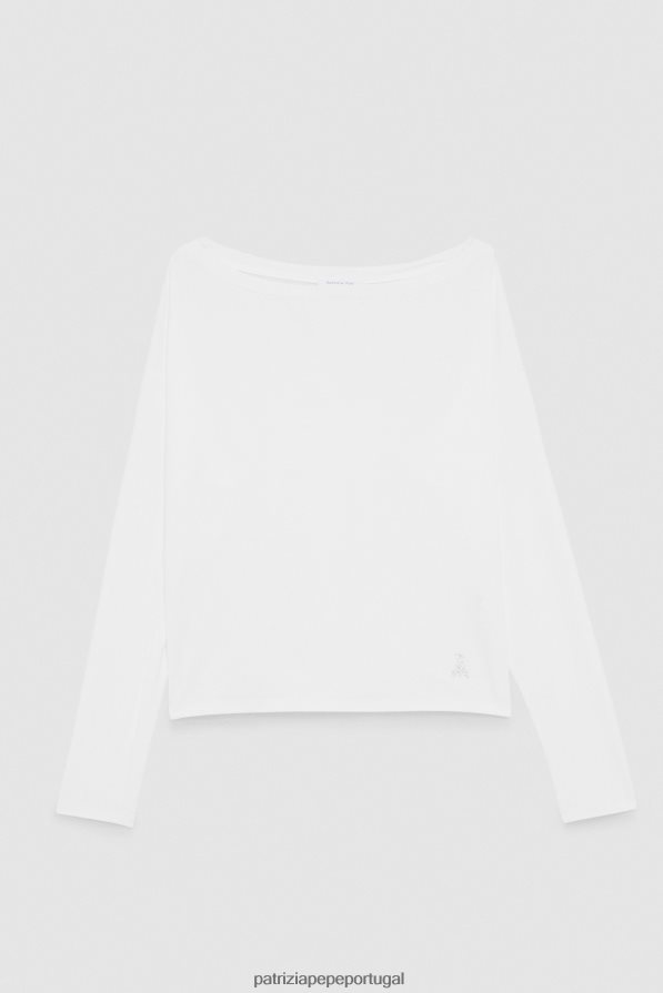 Patrizia Pepe mulheres suéter de viscose com strass branco vestuário TX086V10