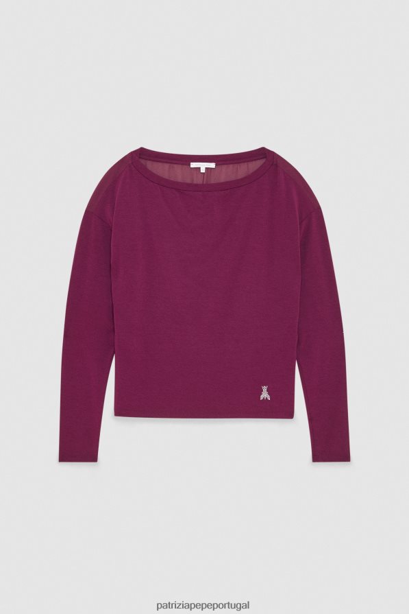 Patrizia Pepe mulheres suéter de viscose com strass roxo futurista vestuário TX086V40