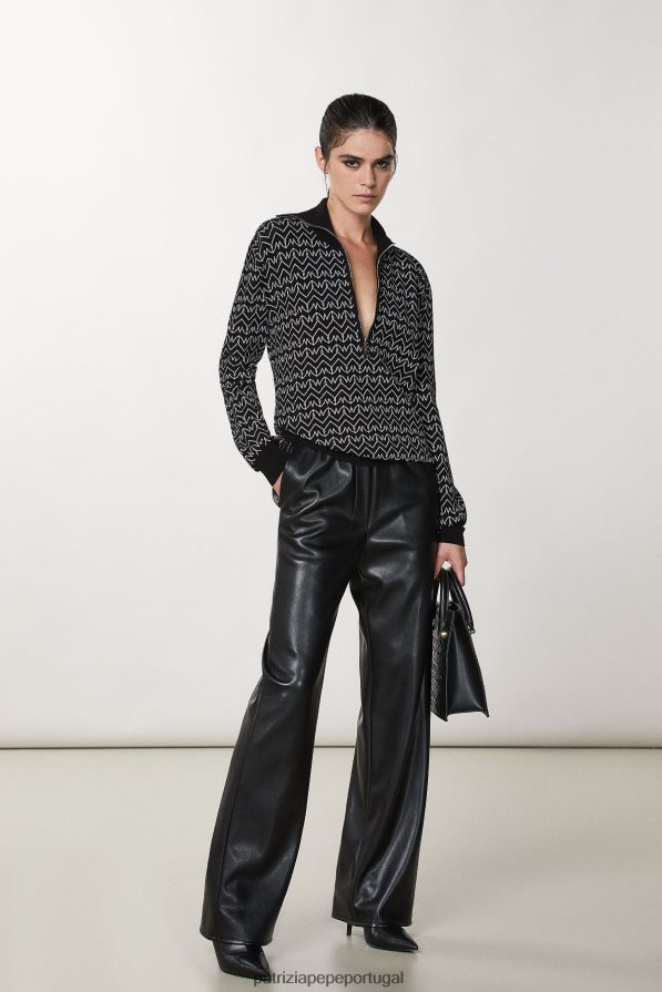Patrizia Pepe mulheres suéter de viscose com zíper monograma preto vestuário TX086V635