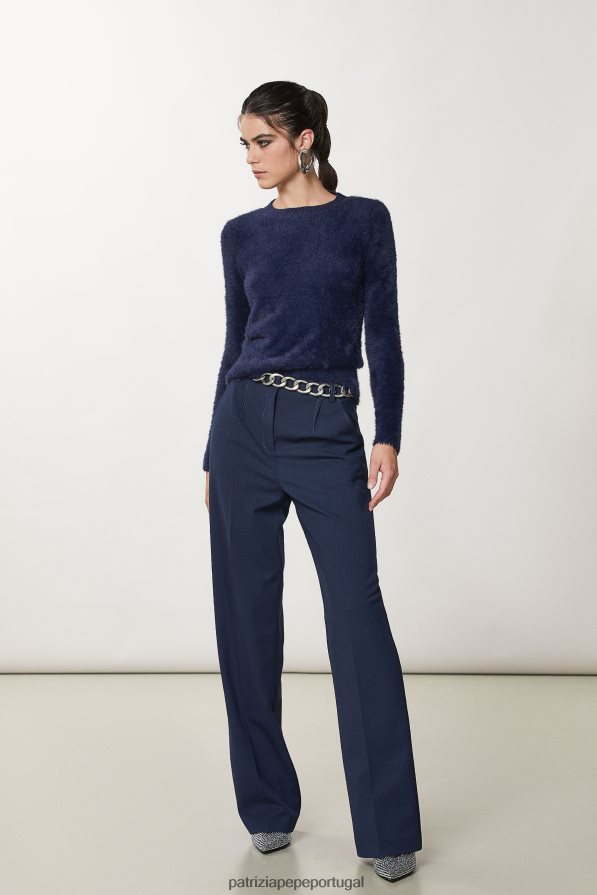 Patrizia Pepe mulheres suéter fofo de gola alta atmosfera azul vestuário TX086V649