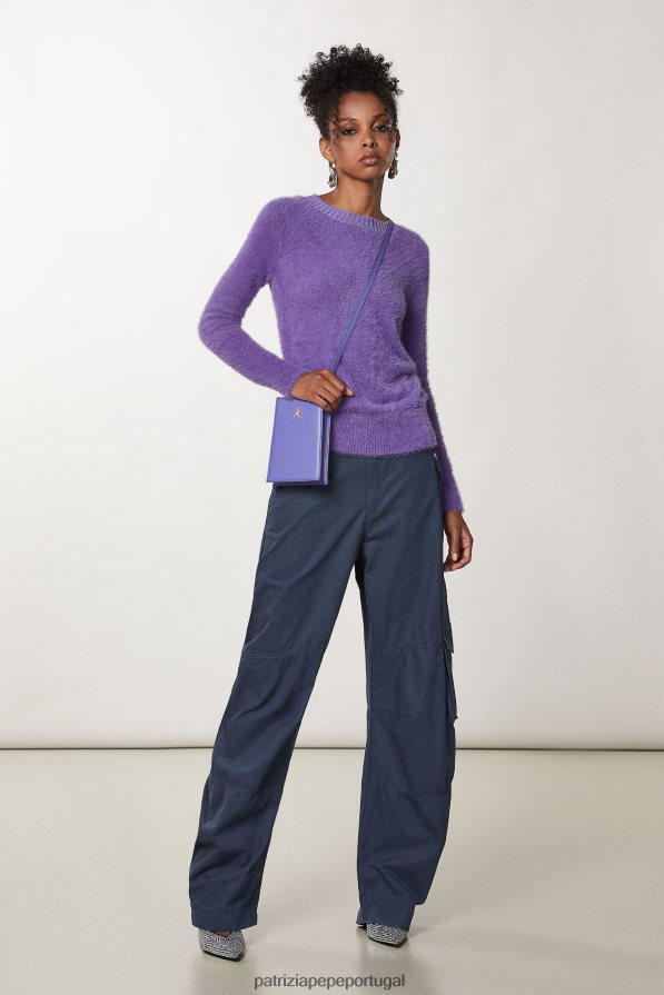 Patrizia Pepe mulheres suéter fofo de gola alta violeta mineral vestuário TX086V656