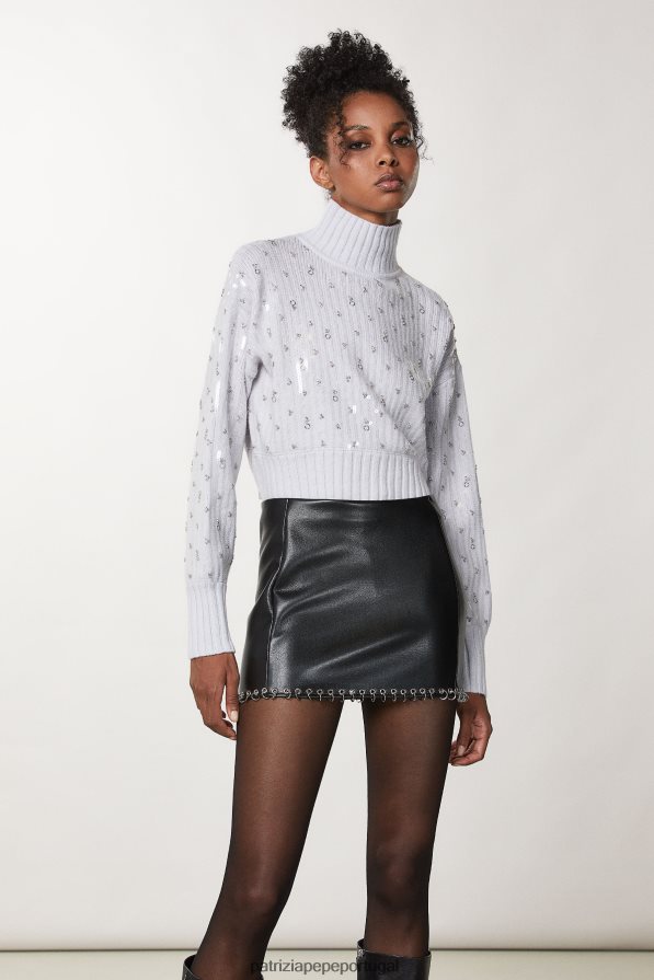 Patrizia Pepe mulheres suéter gola alta com lantejoulas eldorado branco vestuário TX086V661