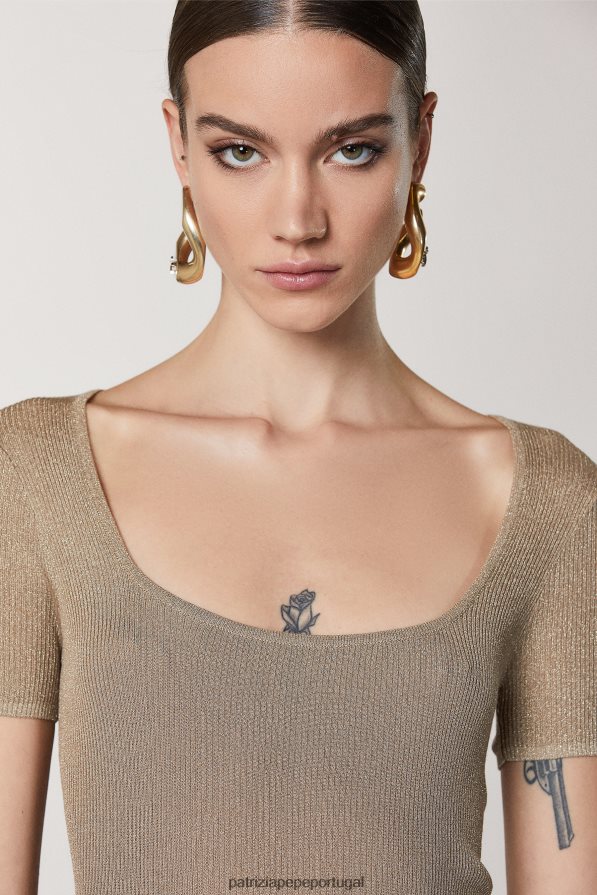 Patrizia Pepe mulheres suéter lurex essencial lurex bege vestuário TX086V421