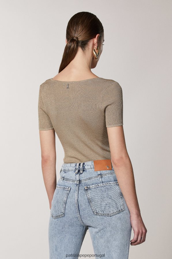 Patrizia Pepe mulheres suéter lurex essencial lurex bege vestuário TX086V421