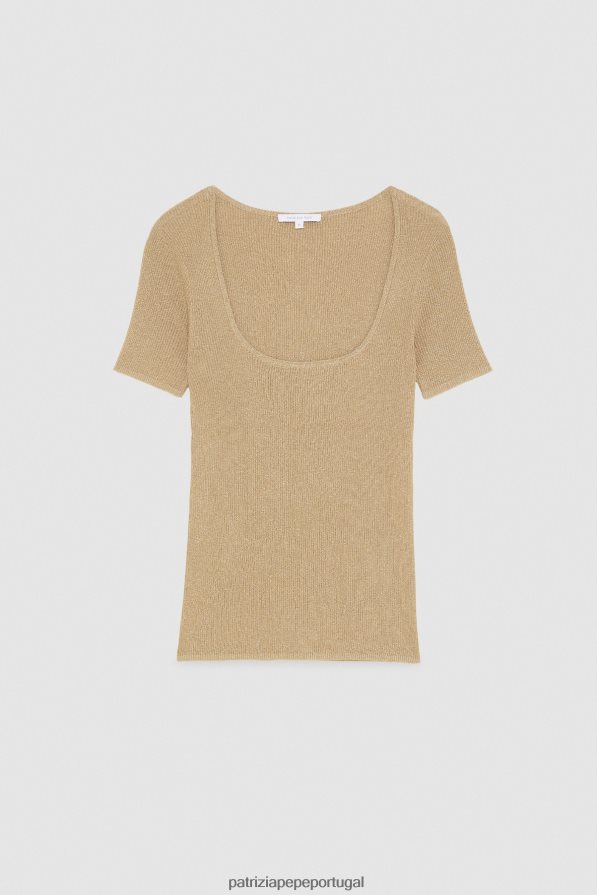 Patrizia Pepe mulheres suéter lurex essencial lurex bege vestuário TX086V421