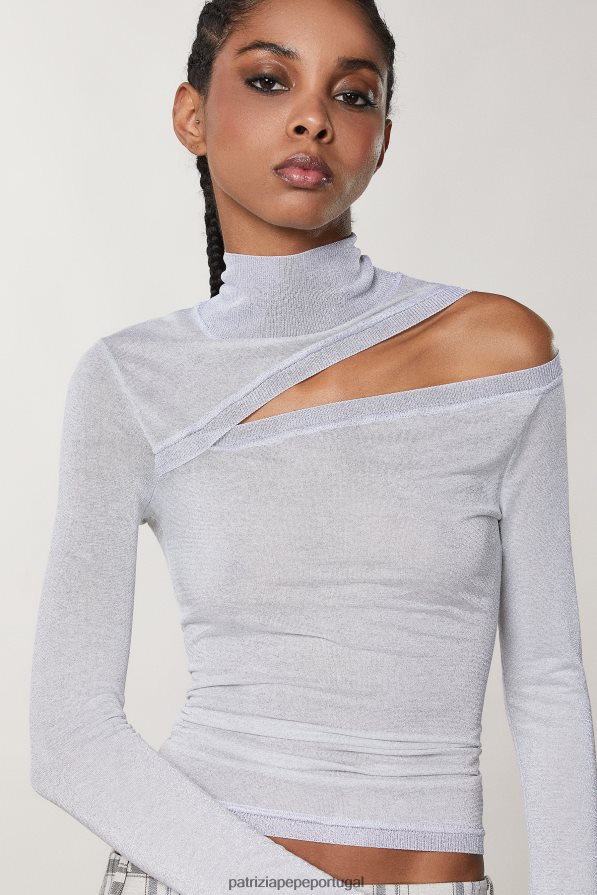 Patrizia Pepe mulheres suéter lurex slim fit lurex cinza mineral vestuário TX086V121