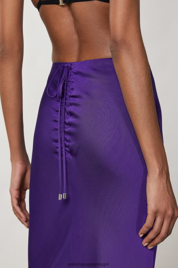 Patrizia Pepe mulheres saia longa drapeada violeta sexy vestuário TX086V344