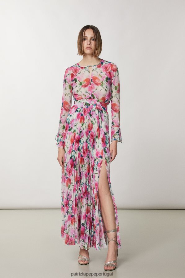 Patrizia Pepe mulheres saia longa plissada cintura alta flor de cerimônia vestuário TX086V268