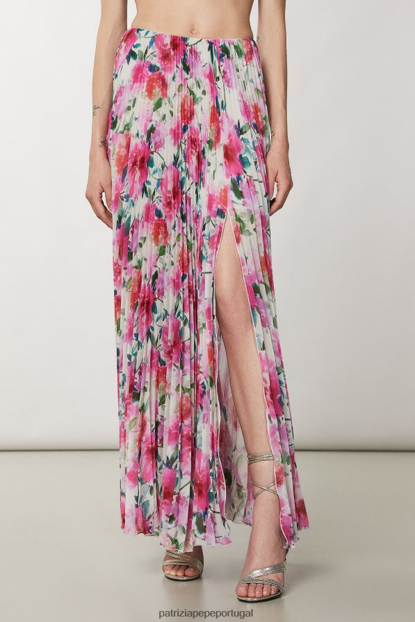 Patrizia Pepe mulheres saia longa plissada cintura alta flor de cerimônia vestuário TX086V268